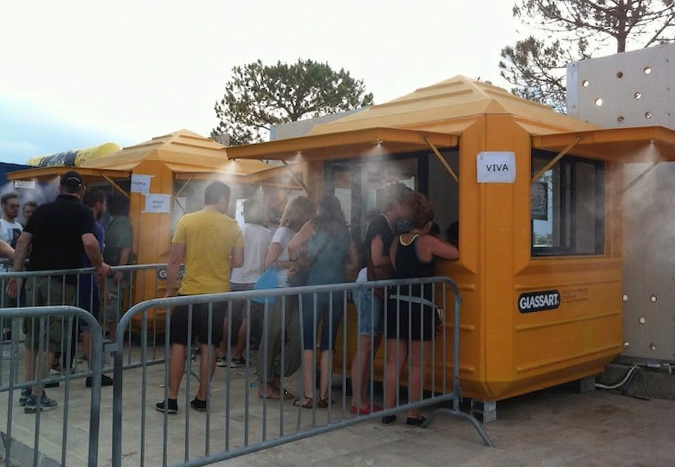 Misting systems at ticket booths and service points