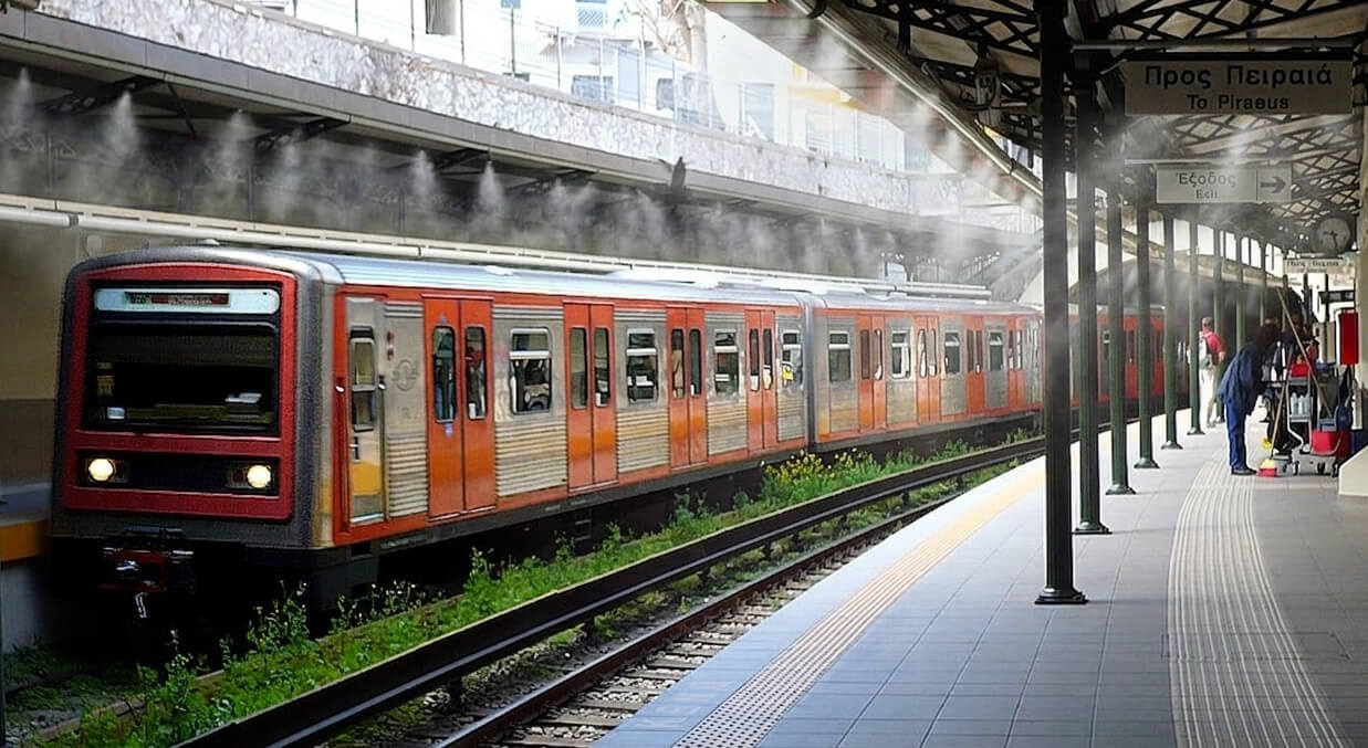 Misting integration in station transit zones